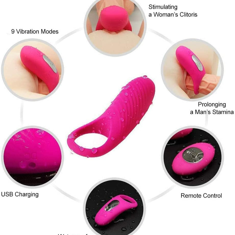 Vibrating Cock Ring, Remote Control 9-Speed Penis Ring Vibrator Medica