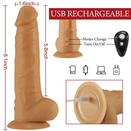 7.87-Inch 7 Thrusting 1800r/Min Vibrating Heating-Nude G-Spot Realistic Dildo