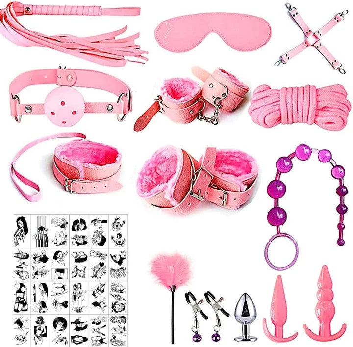 X&Y Life Sex Bondage 15 Pcs BDSM Leather Bondage Sets Restraint Kits Adult Sex Toys for Lovers Naughty Luxury Fetish Fantasy