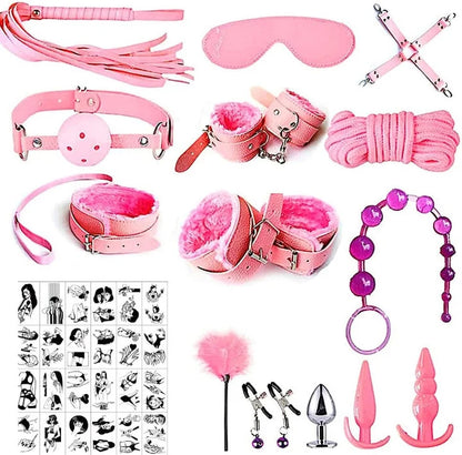 X&Y Life Sex Bondage 15 Pcs BDSM Leather Bondage Sets Restraint Kits Adult Sex Toys for Lovers Naughty Luxury Fetish Fantasy