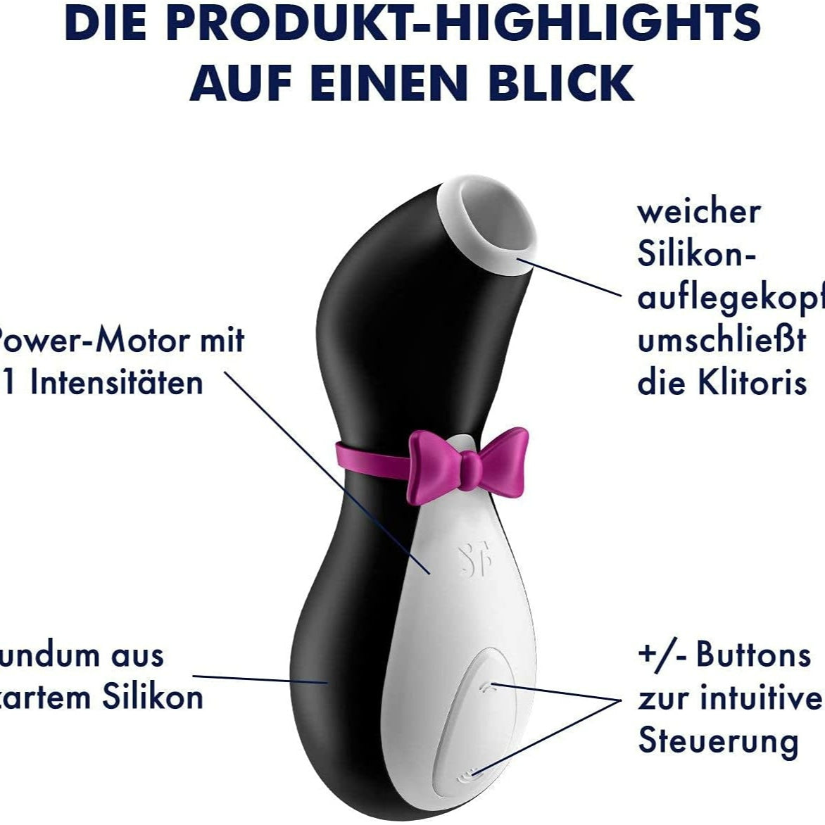 Penguin Air-pulse Clitoris Stimulator - Non-contact Clitoral Sucking Pressure-wave Technology, Waterproof, Rechargeable