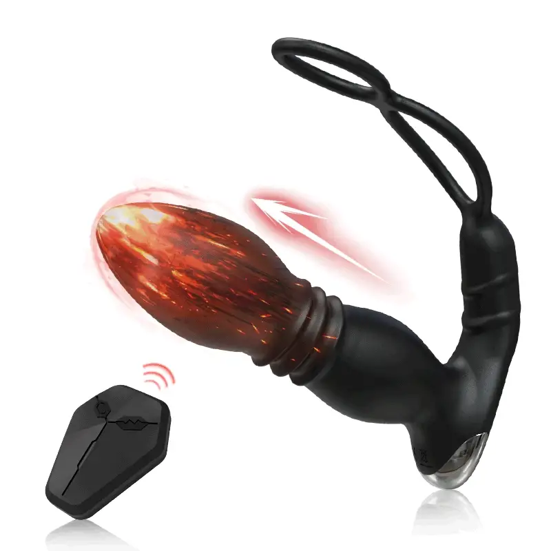 AcmeJoy 2 In 1 8 Thrusting 8 Vibration Cock Ring Anal Vibrator