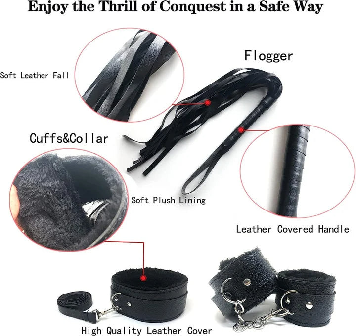 X&Y Life Sex Bondage 15 Pcs BDSM Leather Bondage Sets Restraint Kits Adult Sex Toys for Lovers Naughty Luxury Fetish Fantasy