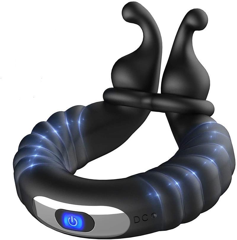 Vibrating Dual Penis Ring, Dildo Vibrator Stretchy Cock Ring Longer Ha