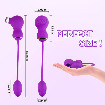 Rose Vibrator Clitoral Sucking Vibrator with Vibrating Egg, 2 in 1 Clit & G-spot Stimulator with 7 Suction & 7 Vibration Modes