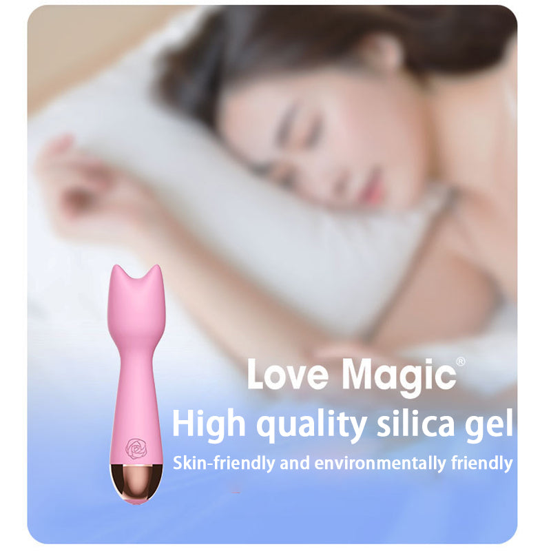 Cute Cat Head Vibrating Stick 10 Frequency Mini Small Massage Stick Charging Waterproof Kawaii Av Stick For Girls