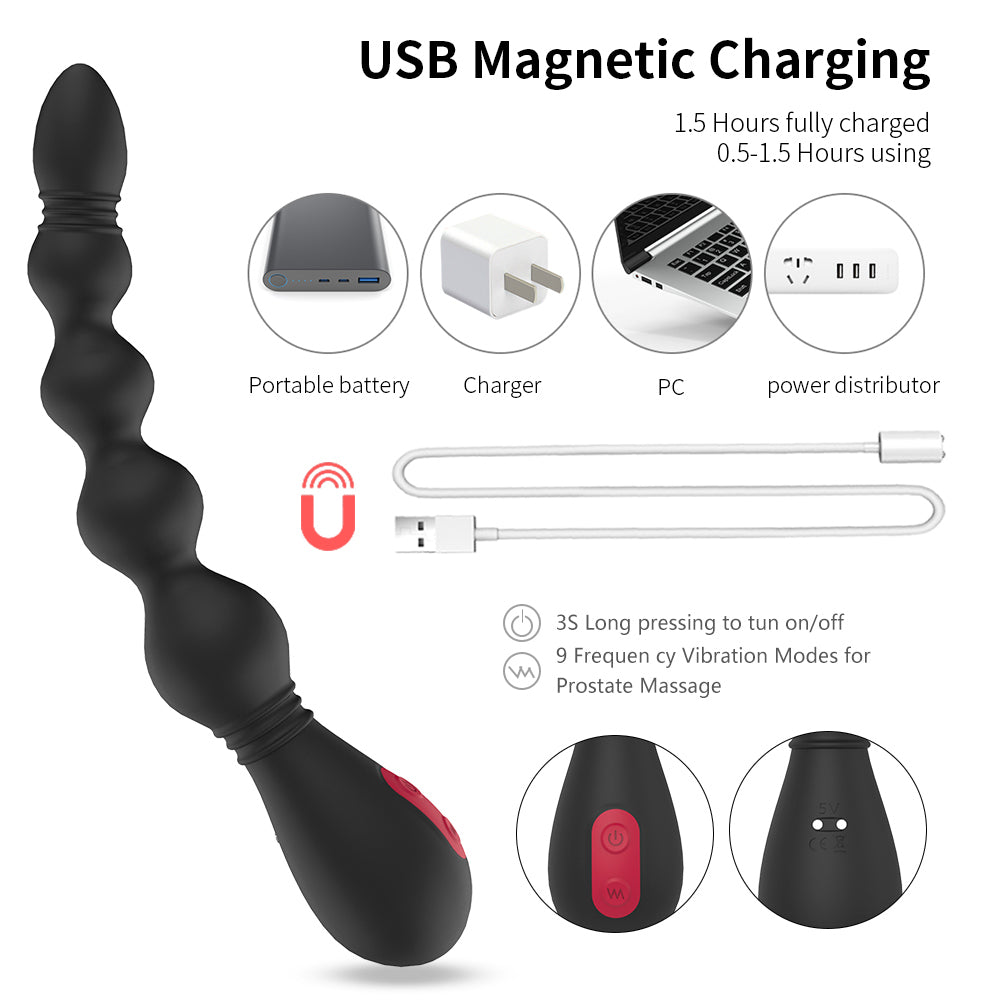 9 Speed Anal Beads Vibrator G Spot Vagina Clitoris Stimulator