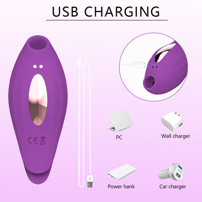 Clitoral Sucking Licking Vibrator with 10 Powerful Vibrations 5 Intensity Suctions, 2 in 1 Waterproof Clit Sucker Nipple Stimulator