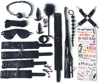 X&Y Life Sex Bondage 15 Pcs BDSM Leather Bondage Sets Restraint Kits Adult Sex Toys for Lovers Naughty Luxury Fetish Fantasy