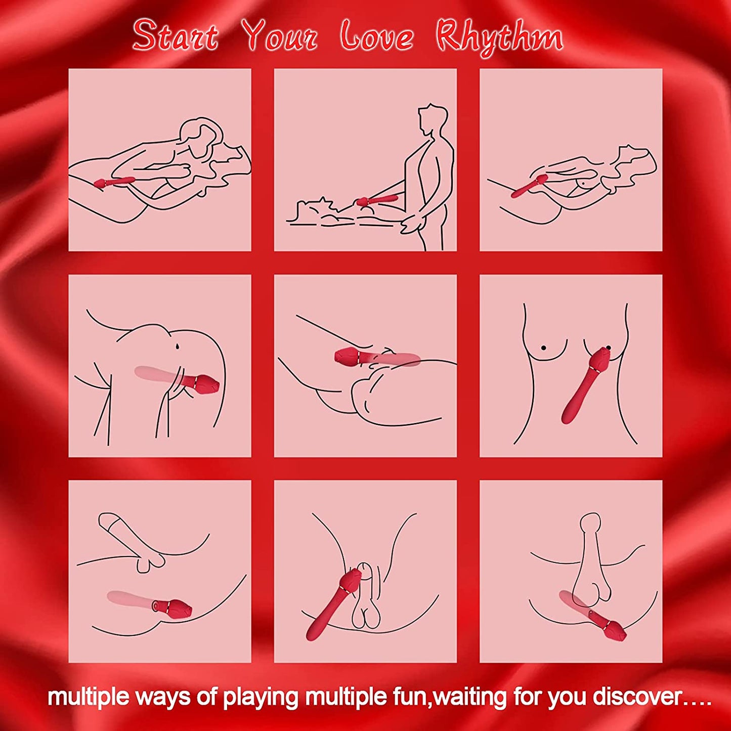 Rose Clitoral Sucking G Spot Vibrator, Clit Sucker Nipple Dildo Rabbit Vibrator with 5 Suction Patterns & 10 Strong Vibration