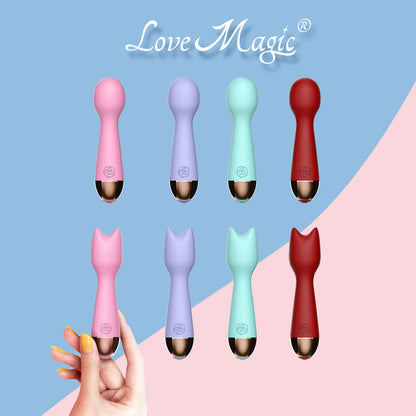 Cute Cat Head Vibrating Stick 10 Frequency Mini Small Massage Stick Charging Waterproof Kawaii Av Stick For Girls