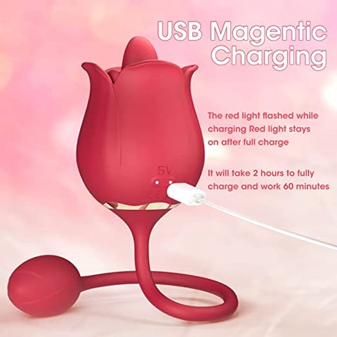 Rose Tongue Vibrator with Vibrating Egg