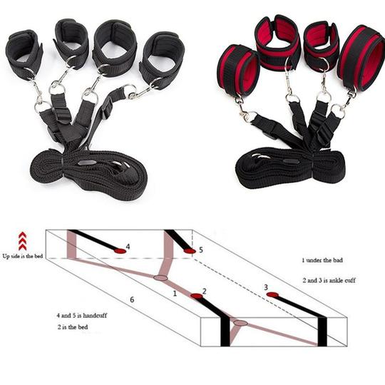 Tied Bed Bondage Hand Cuffs & Ankle Cuffs For Couples Sexy Game