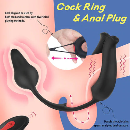 9 MODES VIBRATING COCK RING & ANUL PLUG MASSAGER