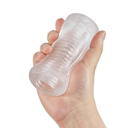 5.6” Clear Tapered Threaded Channel Male Masturbator