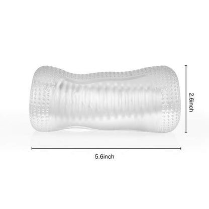 5.6” Clear Tapered Threaded Channel Male Masturbator
